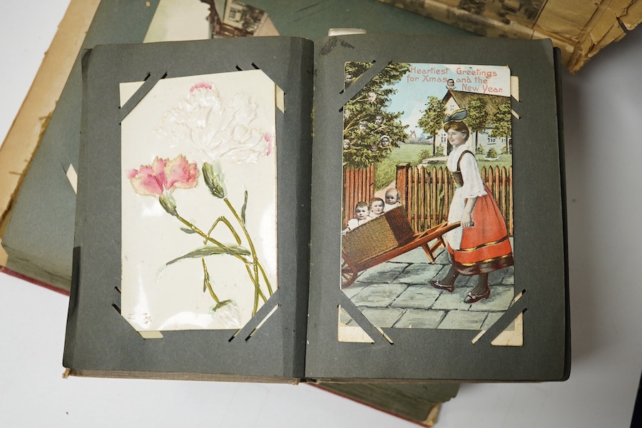 Two late 19th century early 20th century postcard albums. Condition - variable